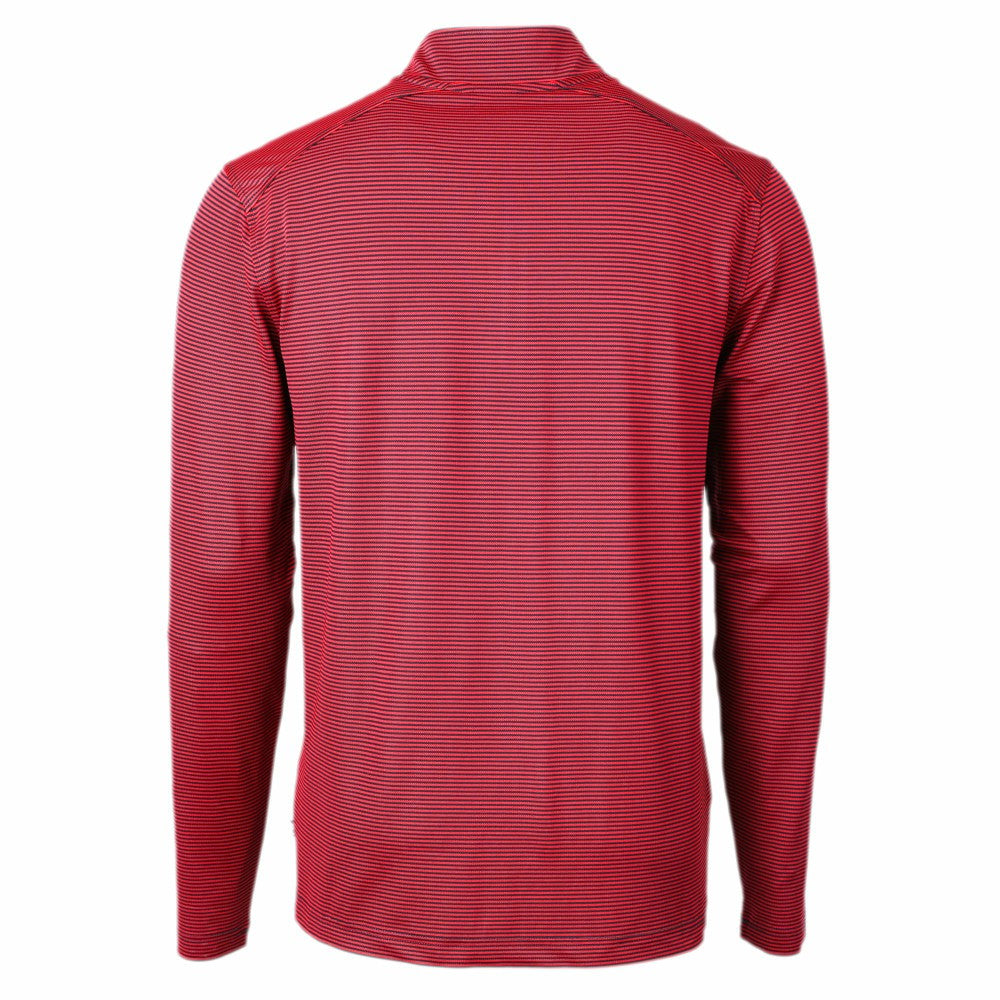 Cleveland Guardians Cutter & Buck Virtue Eco Pique Micro Stripe Big & Tall Recycled Quarter-Zip Pullover Top - Red/Navy - MLB on Sale