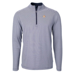 Houston Astros Cutter & Buck Virtue Eco Pique Micro Stripe Big & Tall Recycled Quarter-Zip Pullover Top - Navy/White - MLB Lifestyle