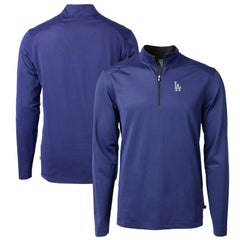 Los Angeles Dodgers Cutter & Buck Virtue Eco Pique Micro Stripe Big & Tall Recycled Quarter-Zip Pullover Top - Royal/Black - MLB on Sale
