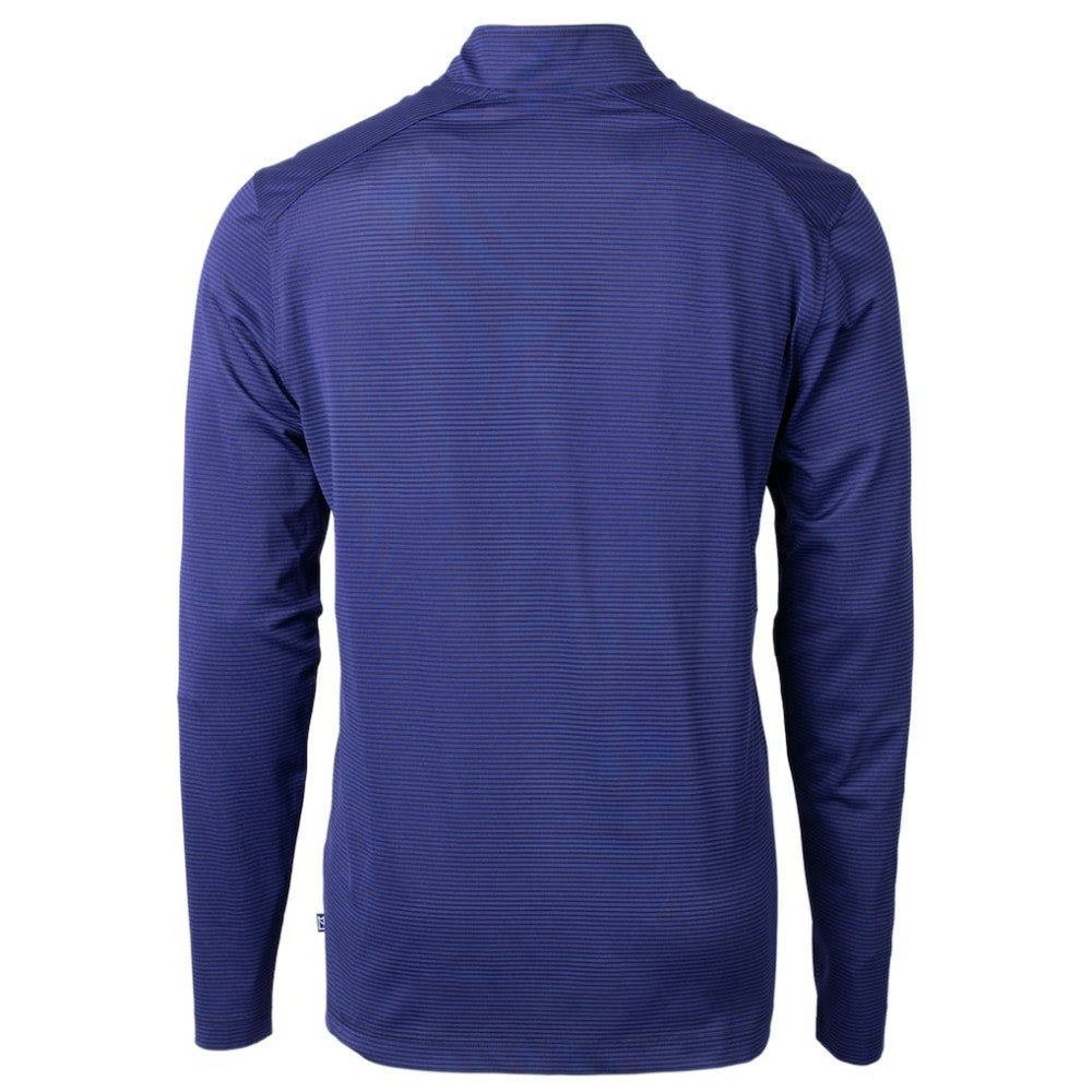 Los Angeles Dodgers Cutter & Buck Virtue Eco Pique Micro Stripe Big & Tall Recycled Quarter-Zip Pullover Top - Royal/Black - MLB on Sale