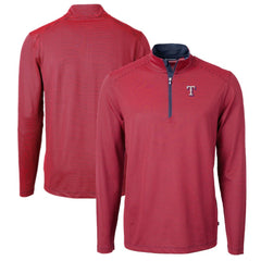 Texas Rangers Cutter & Buck Virtue Eco Pique Micro Stripe Big & Tall Recycled Quarter-Zip Pullover Top - Red/Navy - MLB on Sale