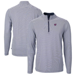 Washington Nationals Cutter & Buck Virtue Eco Pique Micro Stripe Big & Tall Recycled Quarter-Zip Pullover Top - Navy/White - MLB Discount