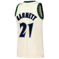 Kevin Garnett Minnesota Timberwolves Chainstitch Swingman Jersey Cream | Mitchell & Ness for sale