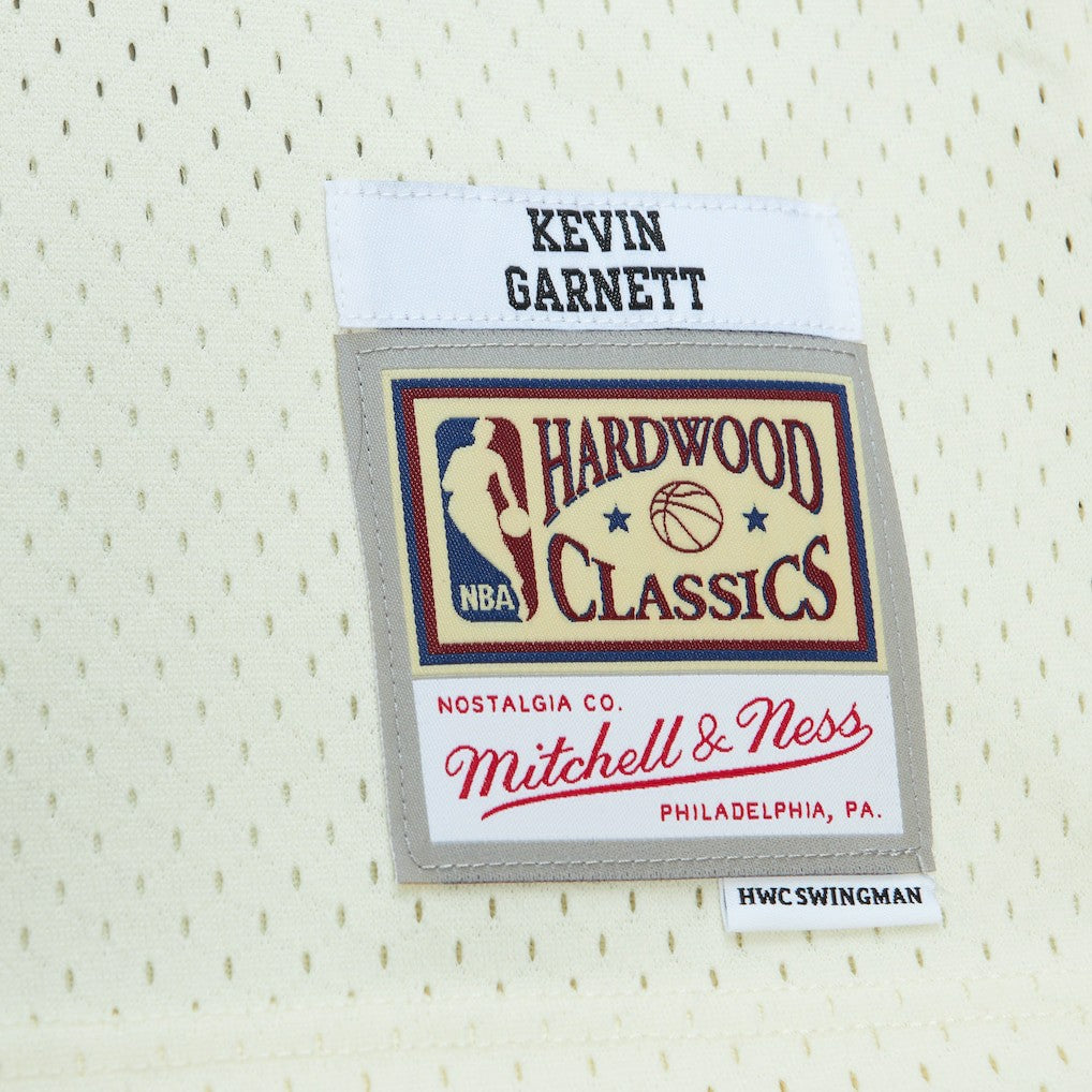 Kevin Garnett Minnesota Timberwolves Chainstitch Swingman Jersey Cream | Mitchell & Ness for sale