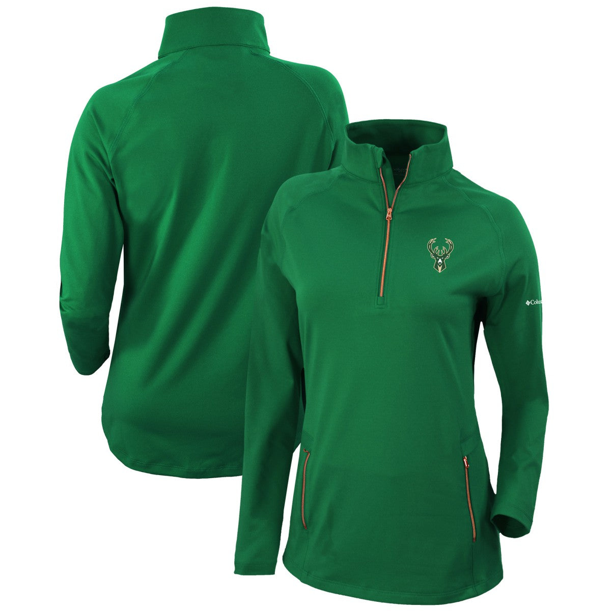 Milwaukee Bucks Women's Omni-Wick Outward Nine Quarter-Zip Pullover Top Forest Green | Columbia online