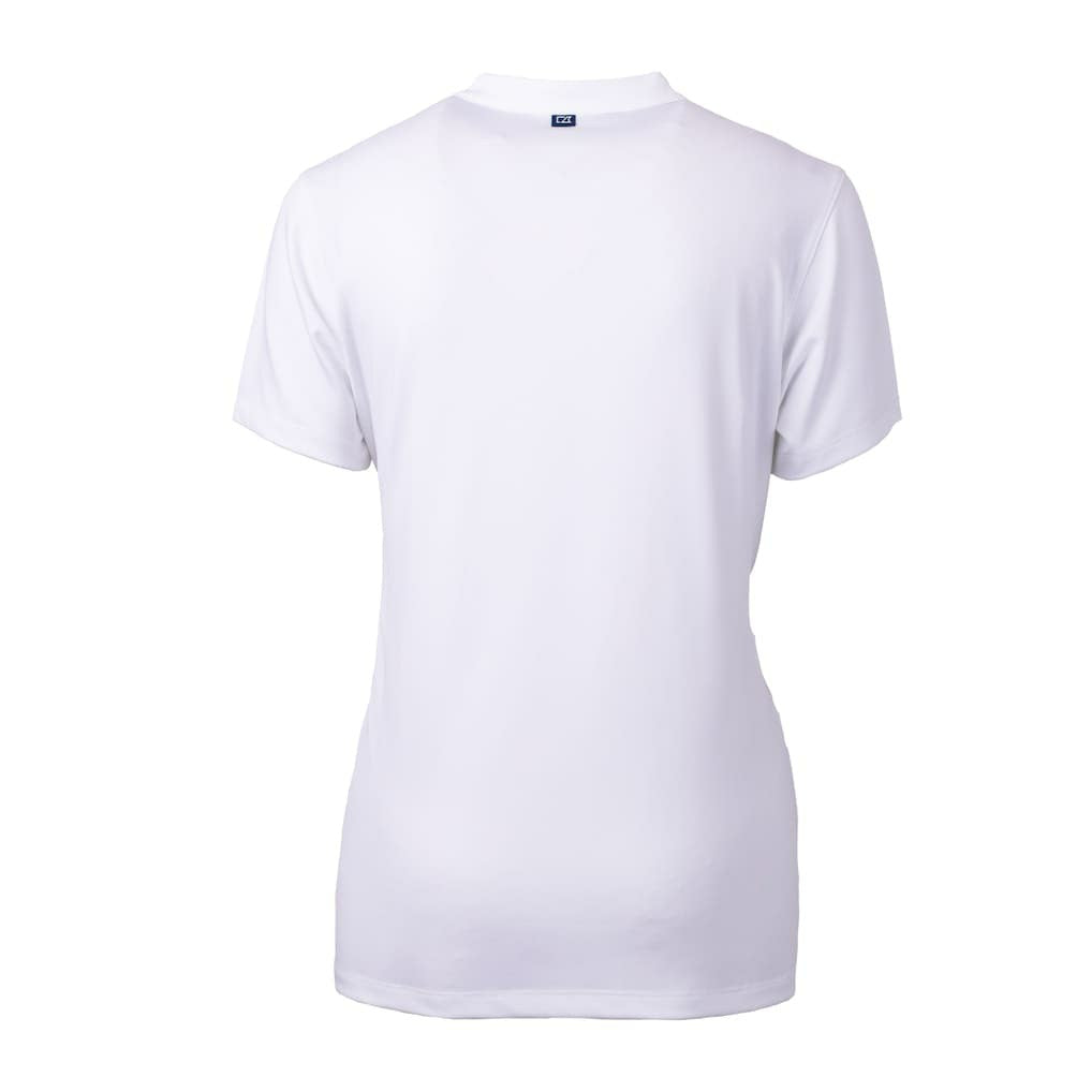 Los Angeles Chargers Cutter & Buck Women's Helmet Logo DryTec Forge Stretch V-Neck Blade Top White