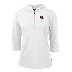 Washington Commanders Cutter & Buck Women's Helmet Logo DryTec Virtue Eco Pique Recycled Half-Zip Pullover Hoodie White