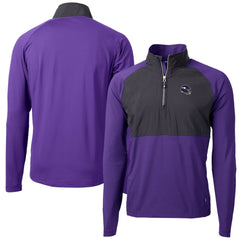 Minnesota Vikings Cutter & Buck Helmet Adapt Eco Knit Hybrid Recycled Quarter-Zip Pullover Top Purple