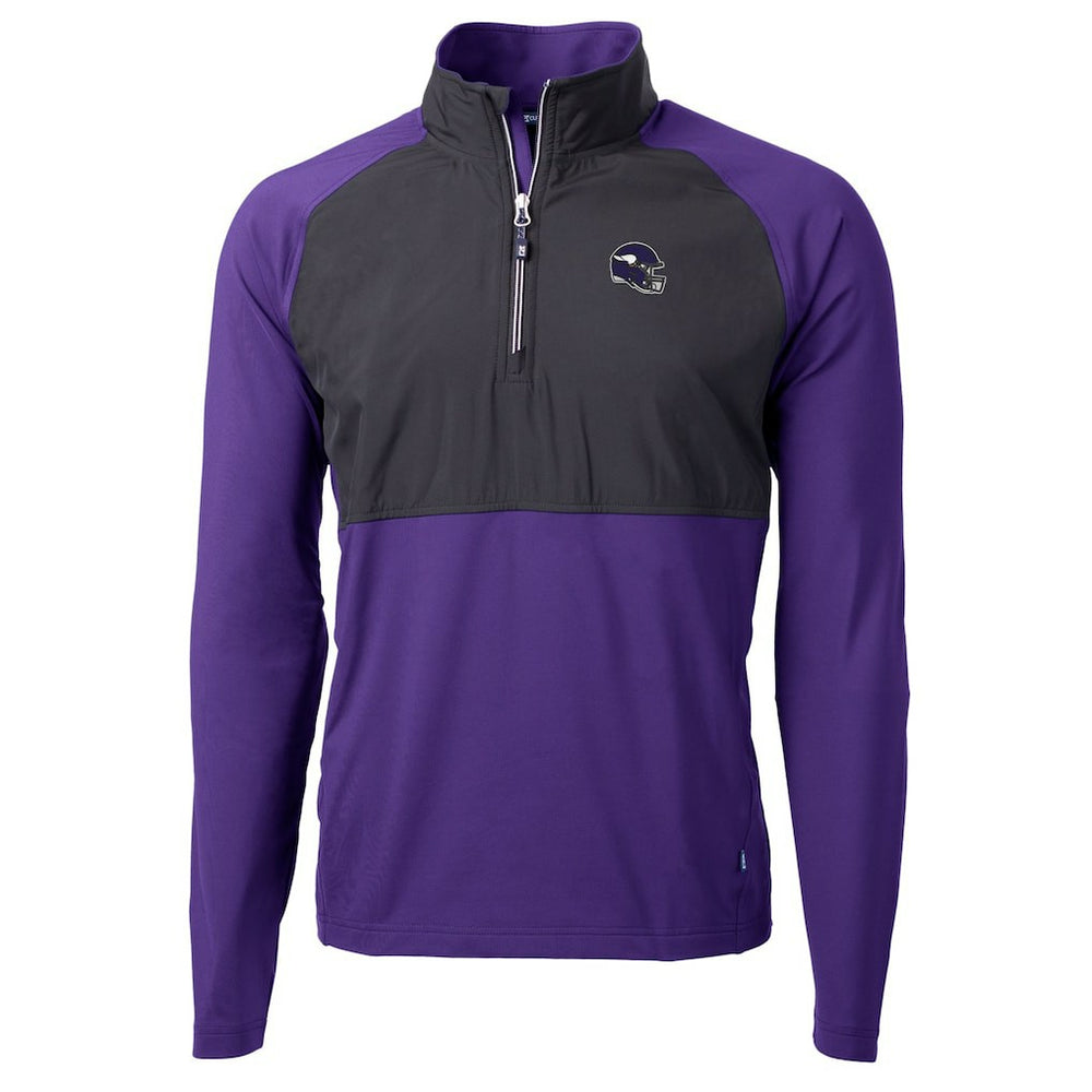 Minnesota Vikings Cutter & Buck Helmet Adapt Eco Knit Hybrid Recycled Quarter-Zip Pullover Top Purple