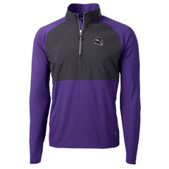 Minnesota Vikings Cutter & Buck Helmet Adapt Eco Knit Hybrid Recycled Quarter-Zip Pullover Top Purple