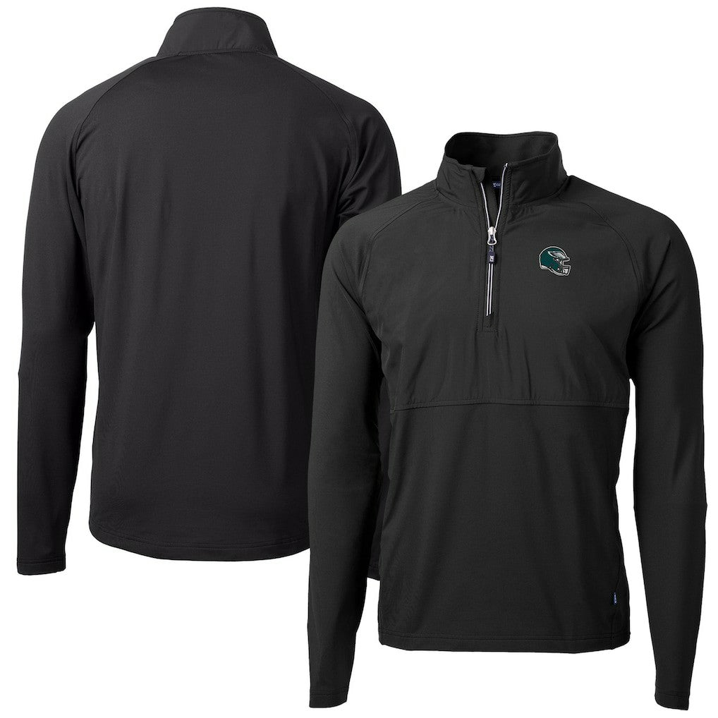 Philadelphia Eagles Cutter & Buck Helmet Adapt Eco Knit Hybrid Recycled Quarter-Zip Pullover Top Black