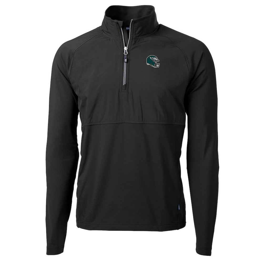 Philadelphia Eagles Cutter & Buck Helmet Adapt Eco Knit Hybrid Recycled Quarter-Zip Pullover Top Black