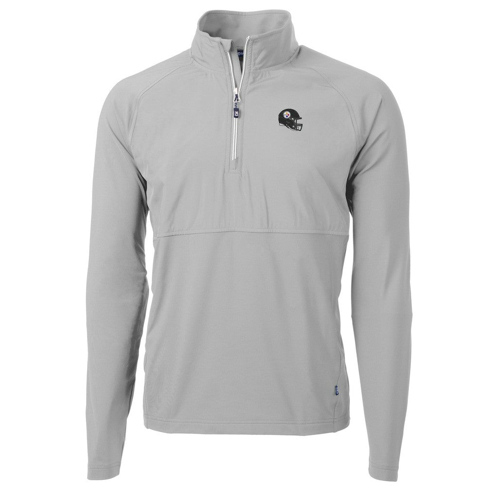 Pittsburgh Steelers Cutter & Buck Helmet Adapt Eco Knit Hybrid Recycled Quarter-Zip Pullover Top Silver