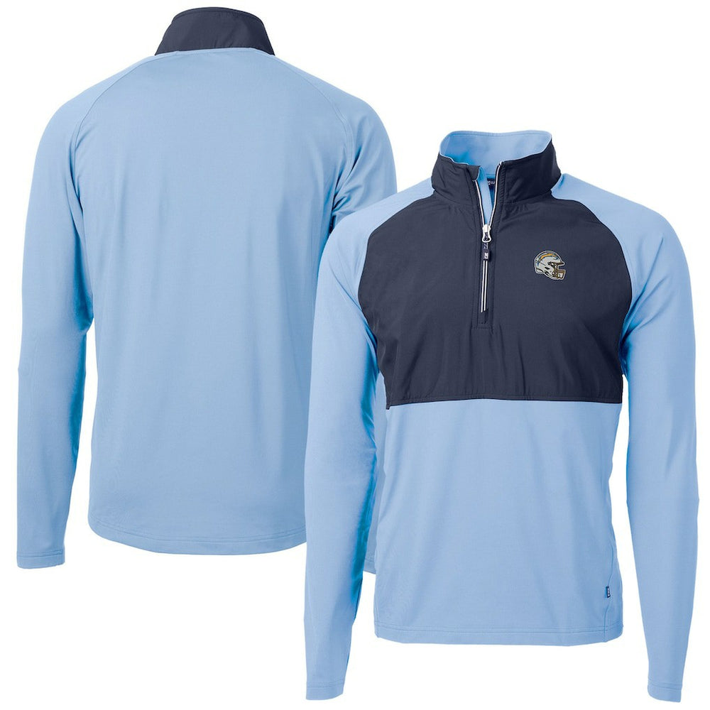 Los Angeles Chargers Cutter & Buck Helmet Adapt Eco Knit Hybrid Recycled Quarter-Zip Pullover Top Purple