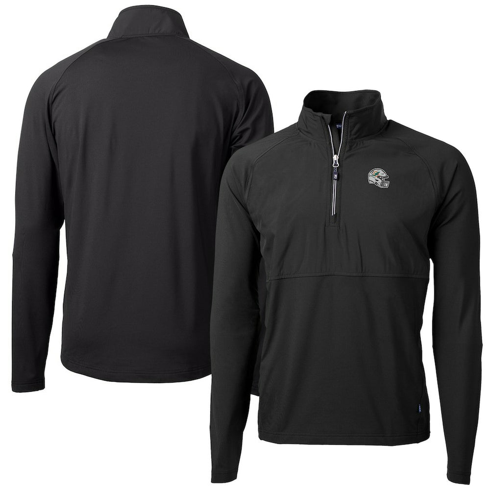 Miami Dolphins Cutter & Buck Helmet Adapt Eco Knit Hybrid Recycled Quarter-Zip Pullover Top Black