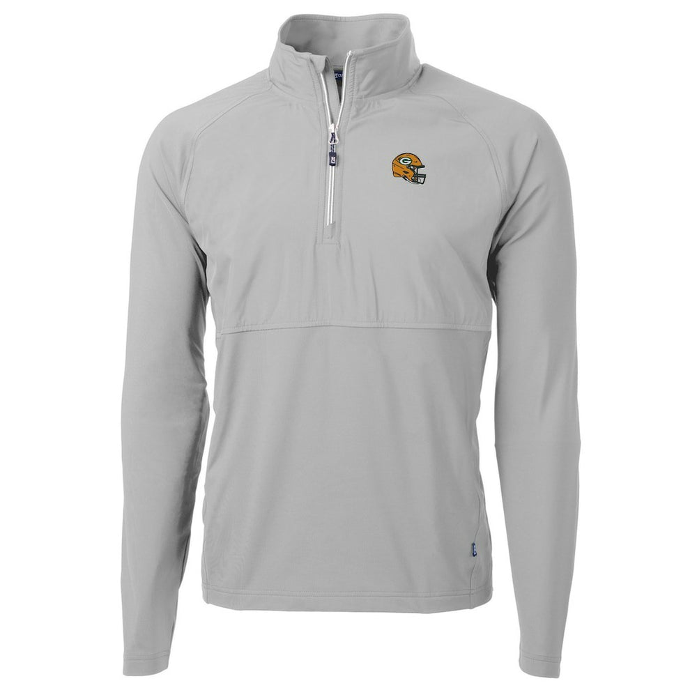 Green Bay Packers Cutter & Buck Helmet Adapt Eco Knit Hybrid Recycled Quarter-Zip Pullover Top Silver