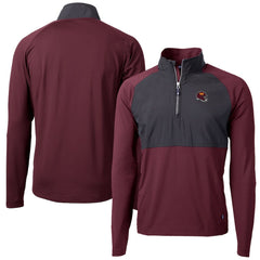 Washington Commanders Cutter & Buck Helmet Adapt Eco Knit Hybrid Recycled Quarter-Zip Pullover Top Burgundy