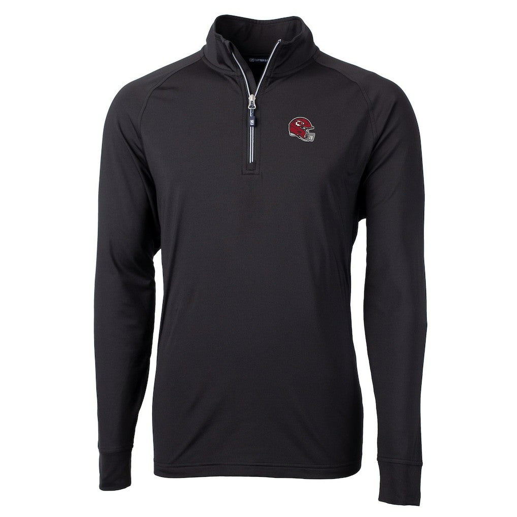 Kansas City Chiefs Cutter & Buck Helmet Adapt Eco Knit Stretch Recycled Quarter-Zip Pullover Top Black