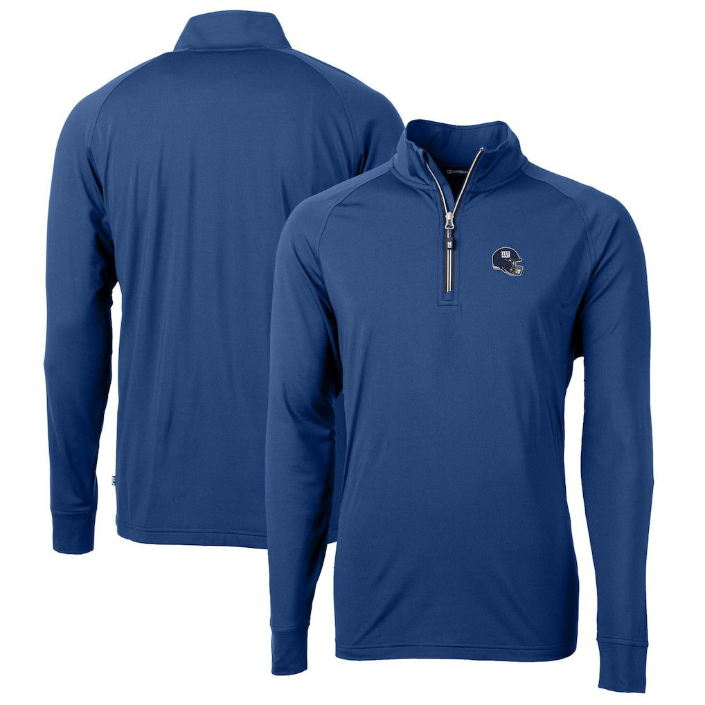 New York Giants Cutter & Buck Helmet Adapt Eco Knit Stretch Recycled Quarter-Zip Pullover Top Royal