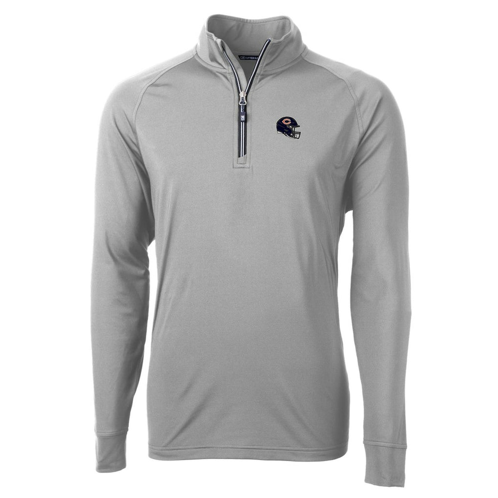 Chicago Bears Cutter & Buck Helmet Adapt Eco Knit Stretch Recycled Quarter-Zip Pullover Top Silver