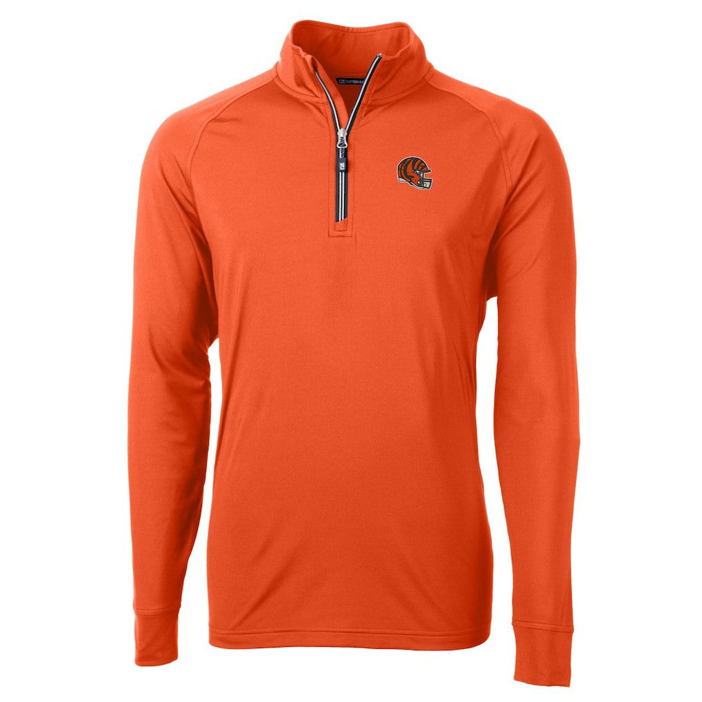 Cincinnati Bengals Cutter & Buck Helmet Adapt Eco Knit Stretch Recycled Quarter-Zip Pullover Top Orange