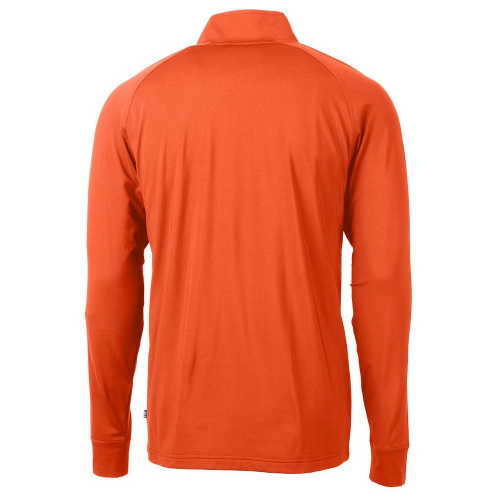 Cincinnati Bengals Cutter & Buck Helmet Adapt Eco Knit Stretch Recycled Quarter-Zip Pullover Top Orange