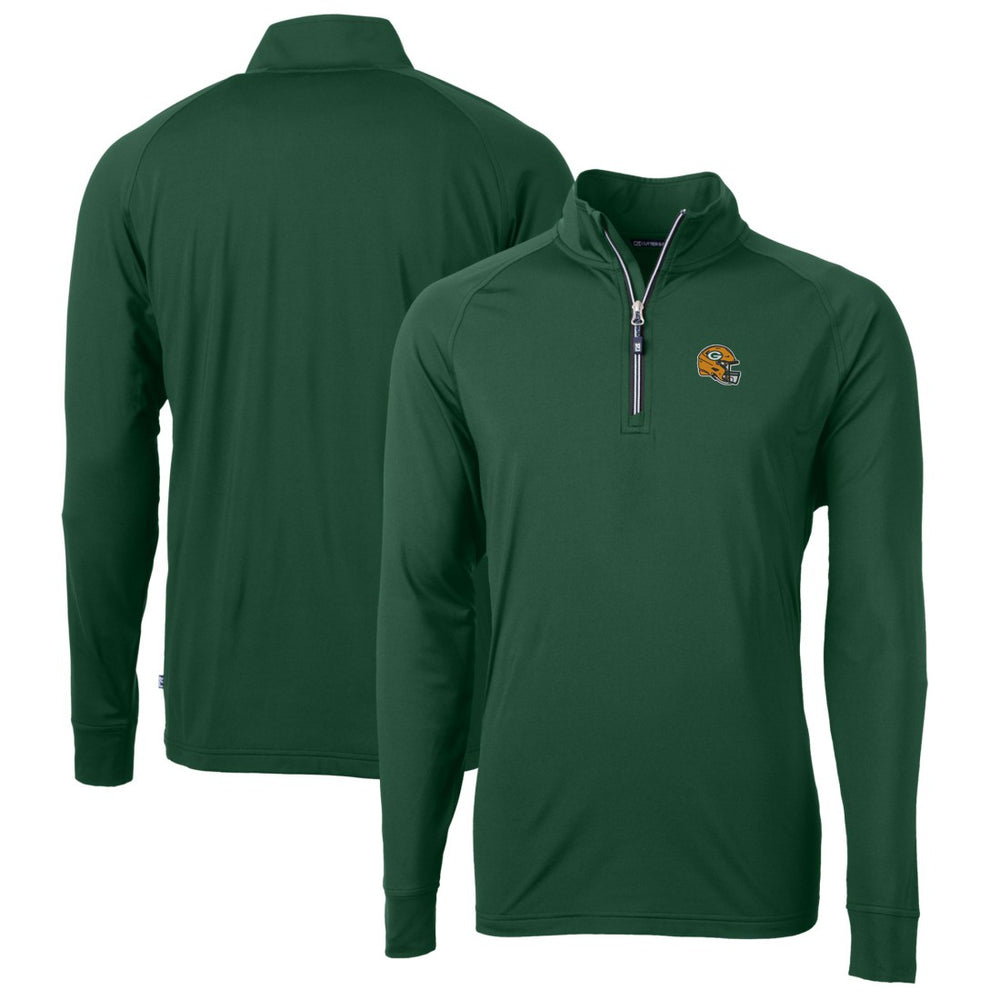Green Bay Packers Cutter & Buck Helmet Adapt Eco Knit Stretch Recycled Quarter-Zip Pullover Top Green