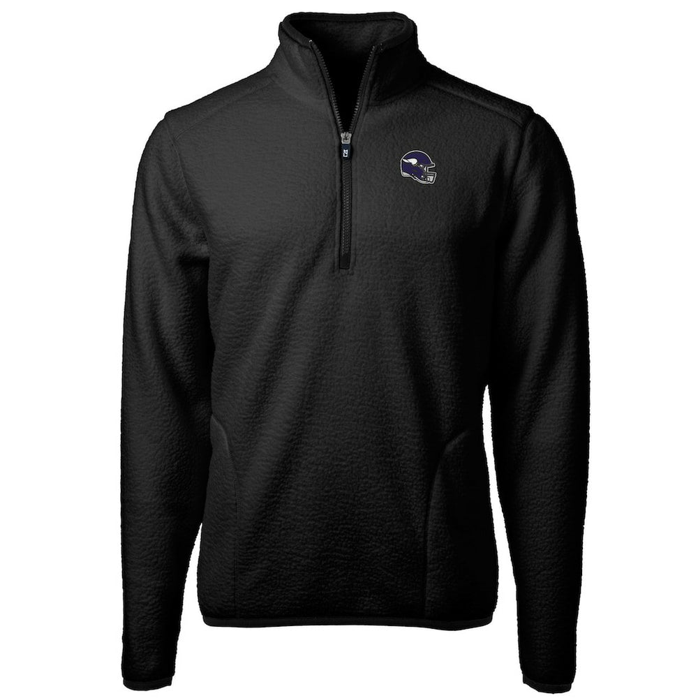 Minnesota Vikings Cutter & Buck Helmet Cascade Eco Sherpa Fleece Quarter-Zip Pullover Jacket Black