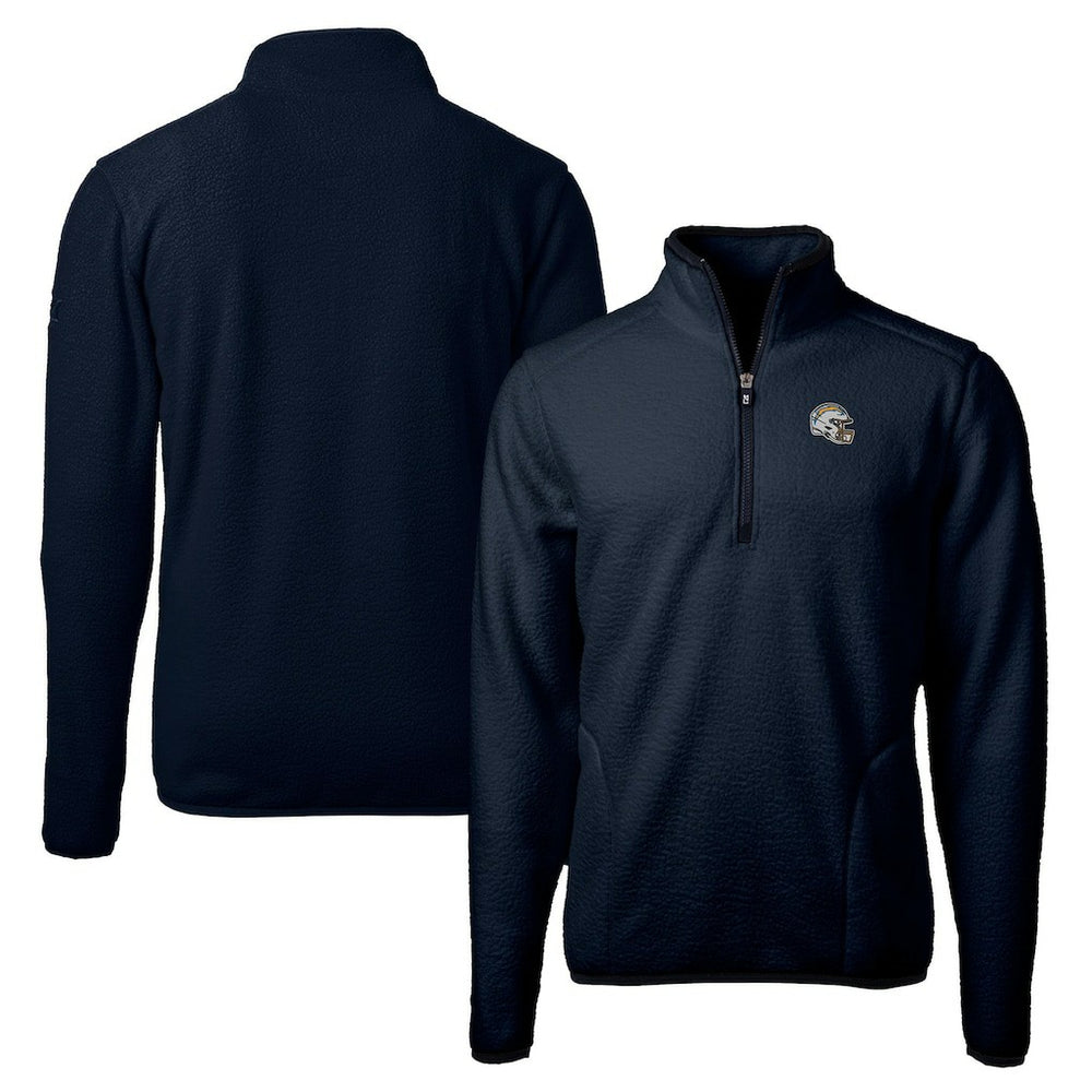 Los Angeles Chargers Cutter & Buck Helmet Cascade Eco Sherpa Fleece Quarter-Zip Pullover Jacket Navy
