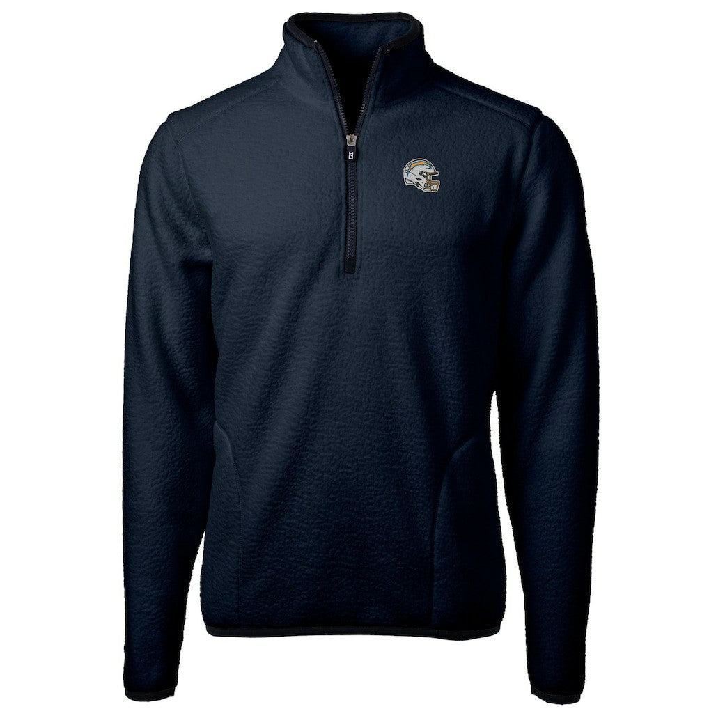 Los Angeles Chargers Cutter & Buck Helmet Cascade Eco Sherpa Fleece Quarter-Zip Pullover Jacket Navy