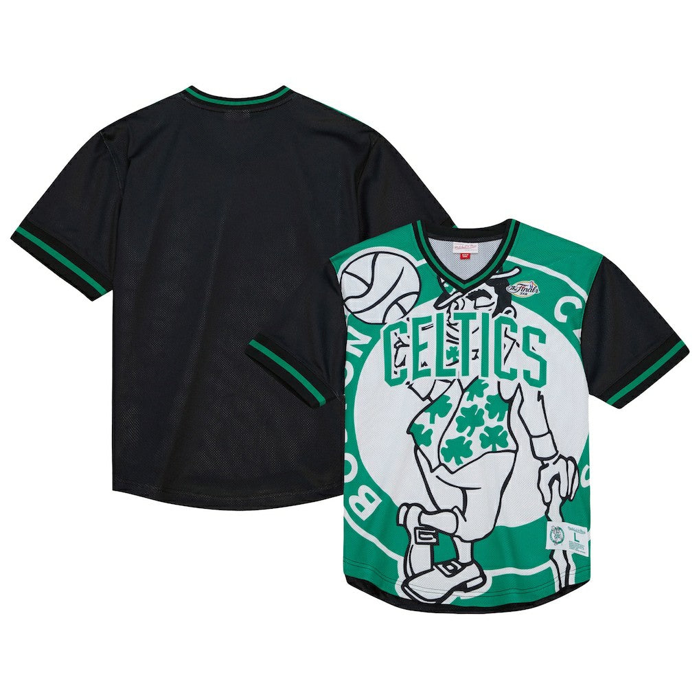 Boston Celtics Jumbotron 3.0 Mesh V-Neck T-Shirt Kelly Green | Mitchell & Ness online
