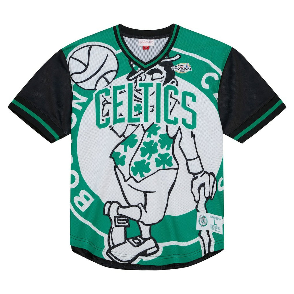 Boston Celtics Jumbotron 3.0 Mesh V-Neck T-Shirt Kelly Green | Mitchell & Ness online