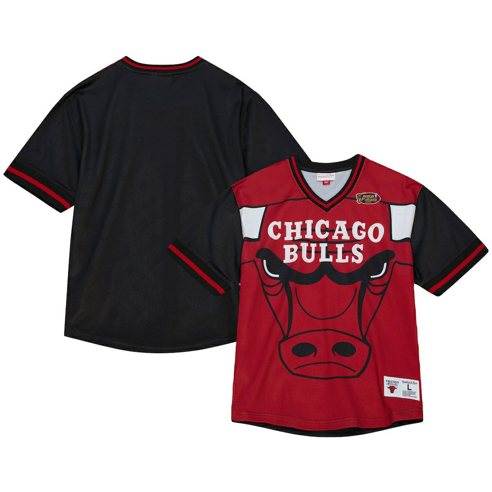 Chicago Bulls Jumbotron 3.0 Mesh V-Neck T-Shirt for sale Red | Mitchell & Ness US