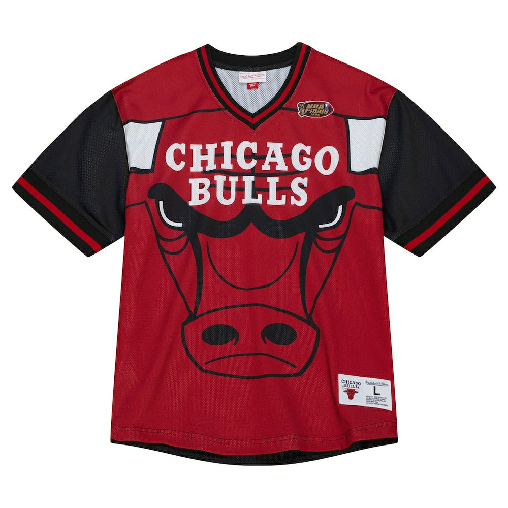 Chicago Bulls Jumbotron 3.0 Mesh V-Neck T-Shirt for sale Red | Mitchell & Ness US