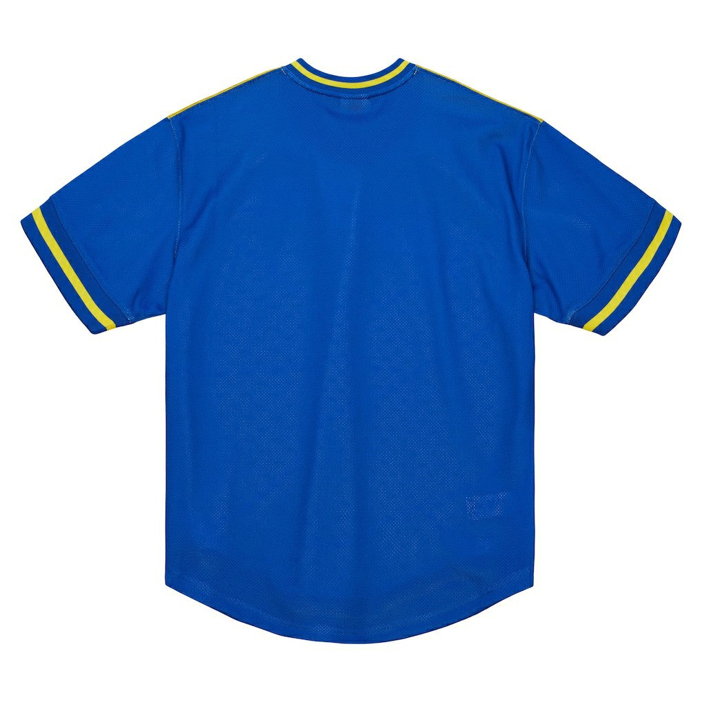 Golden State Warriors Jumbotron 3.0 Mesh V-Neck T-Shirt for sale Gold | Mitchell & Ness Lifestyle