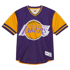 Los Angeles Lakers Jumbotron 3.0 Mesh V-Neck T-Shirt Purple | Mitchell & Ness online