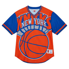 New York Knicks Jumbotron 3.0 Mesh V-Neck T-Shirt Orange | Mitchell & Ness Near Me