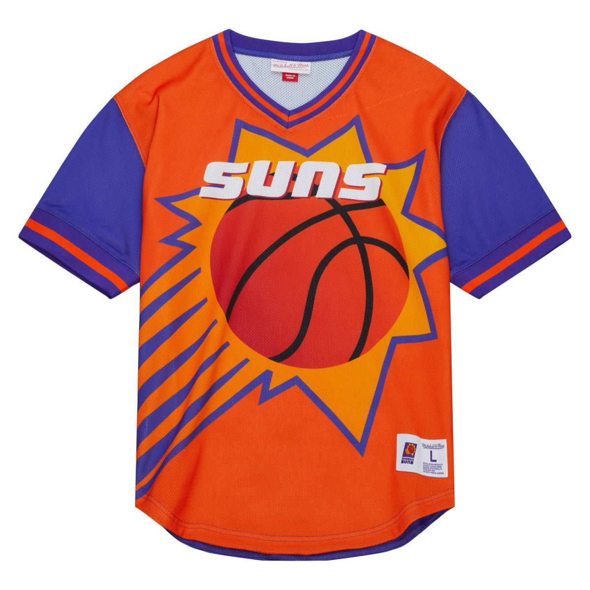 Phoenix Suns Jumbotron 3.0 Mesh V-Neck T-Shirt Orange | Mitchell & Ness discount