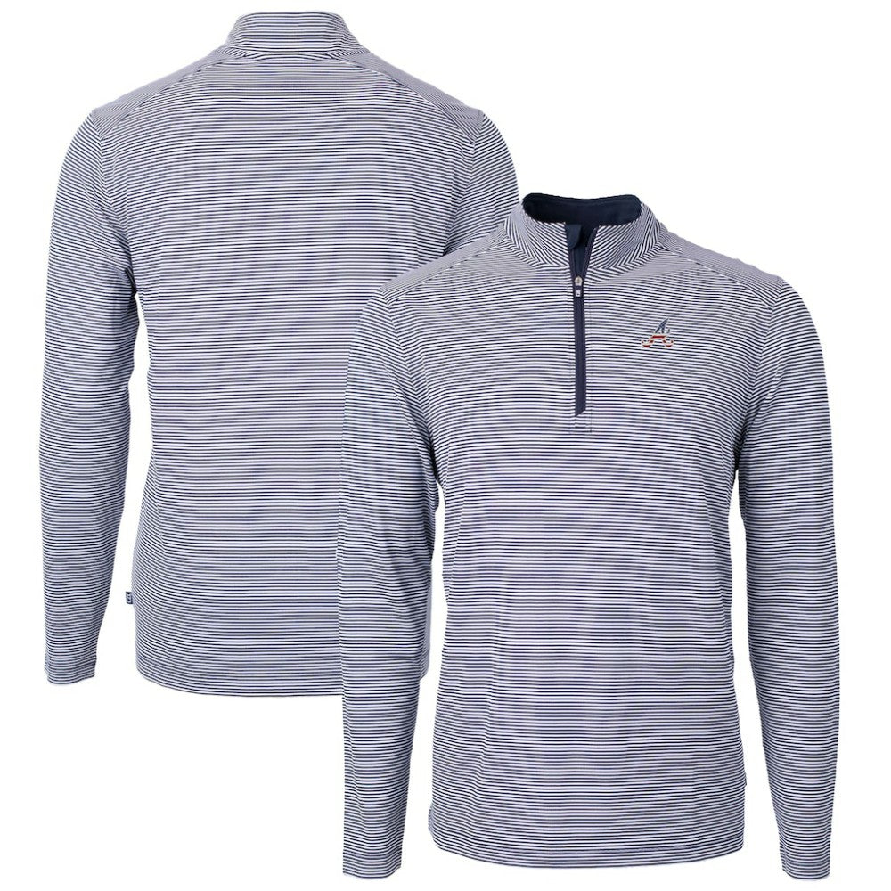 Atlanta Braves Cutter & Buck Americana Logo Big & Tall Virtue Eco Pique Recycled Quarter-Zip Pullover Top - Navy - MLB Lifestyle