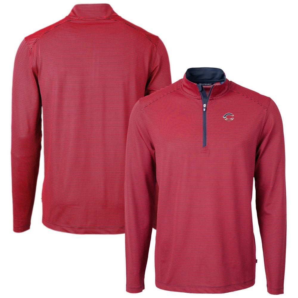 Cincinnati Reds Cutter & Buck Americana Logo Big & Tall Virtue Eco Pique Recycled Quarter-Zip Pullover Top - Red - MLB on Sale