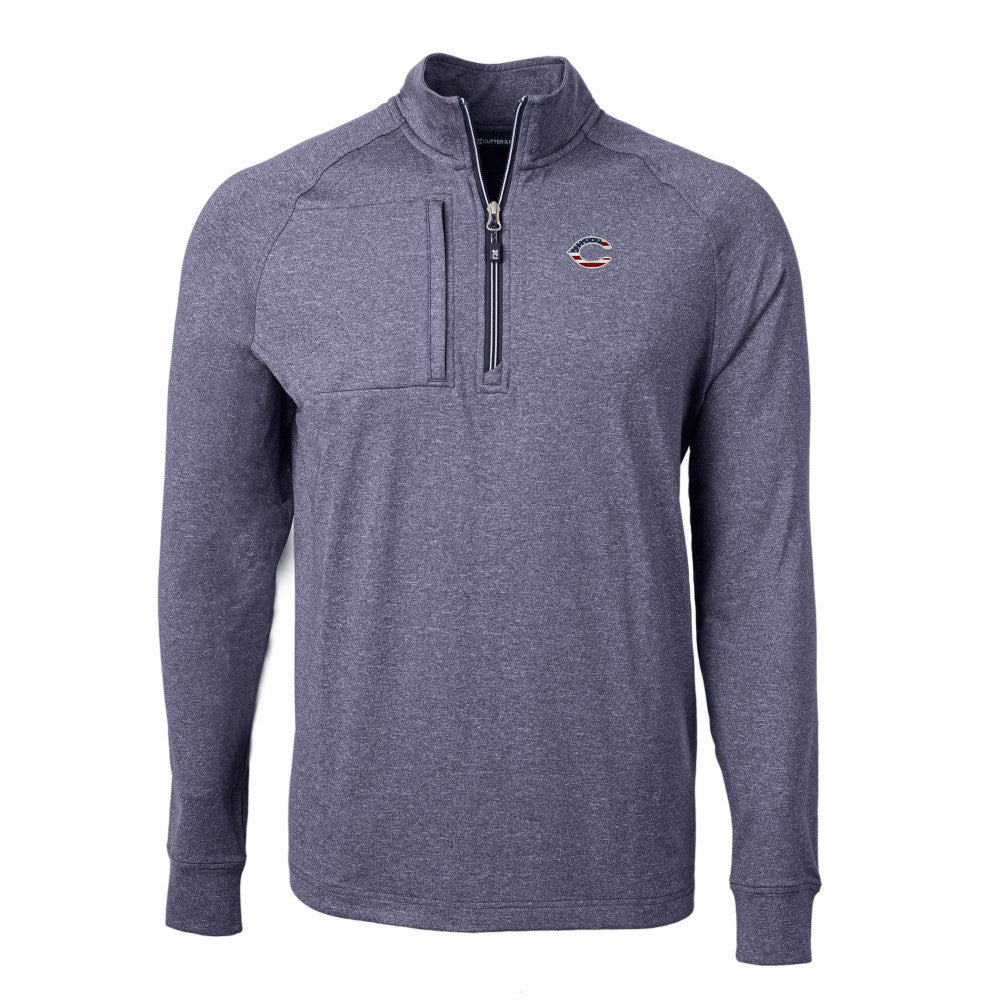 Cincinnati Reds Cutter & Buck Americana Logo Big & Tall Adapt Eco Knit Stretch Recycled Quarter-Zip Pullover Top - Heather Navy - MLB Sale