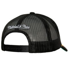 Brooklyn Nets Hardwood Classics Gold Leaf Mesh Trucker Snapback Hat Black | Mitchell & Ness Lifestyle