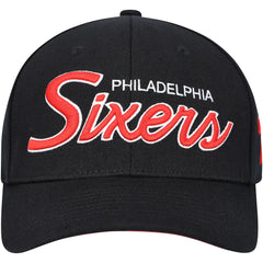 Philadelphia 76ers MVP Team Script 2.0 Stretch-Snapback Hat Black | Mitchell & Ness discount