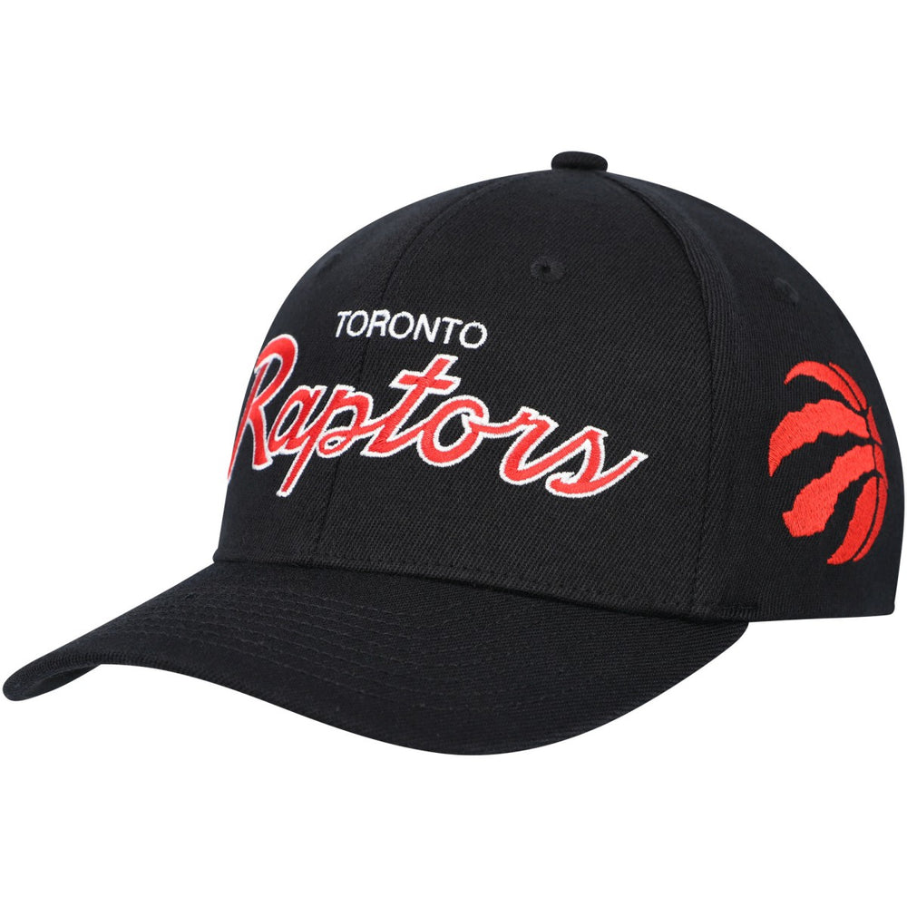 Toronto Raptors MVP Team Script 2.0 Stretch Snapback Hat Black | Mitchell & Ness