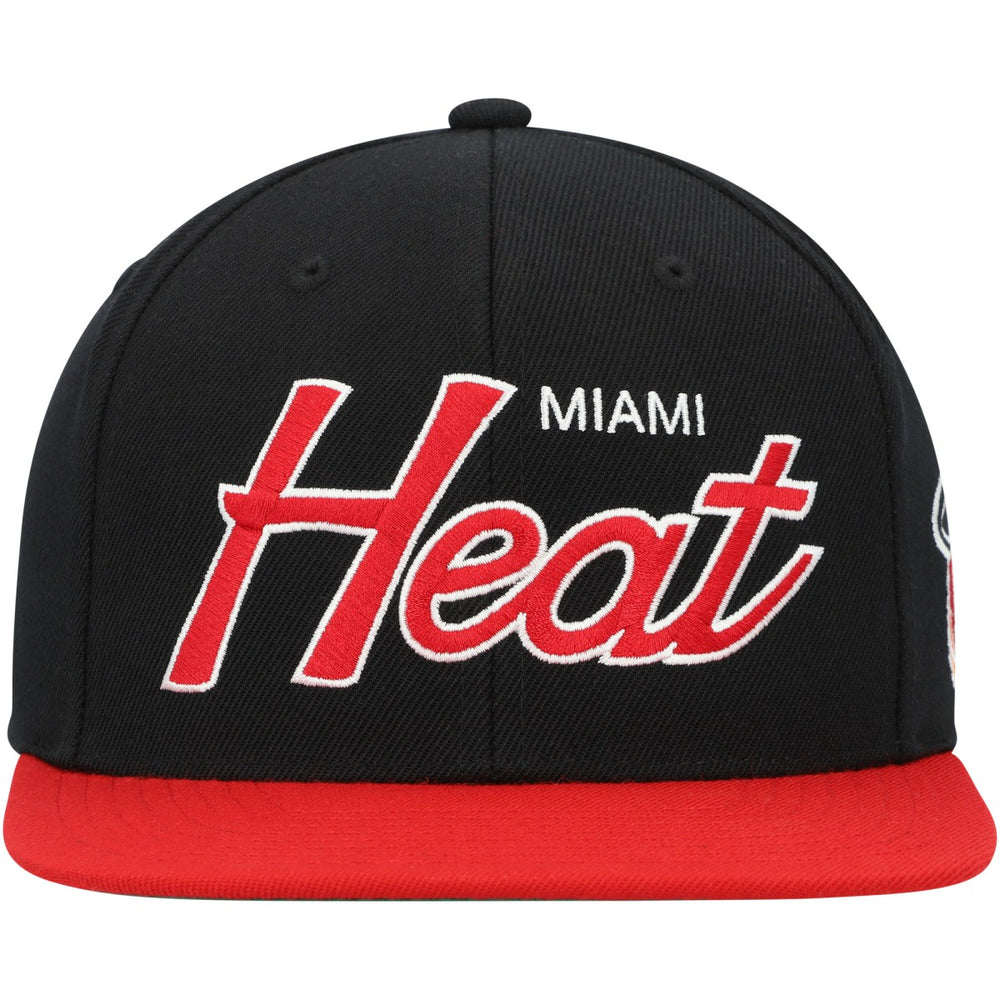 Miami Heat Hardwood Classics MVP Team Script 2.0 Snapback Hat Black | Mitchell & Ness outlet