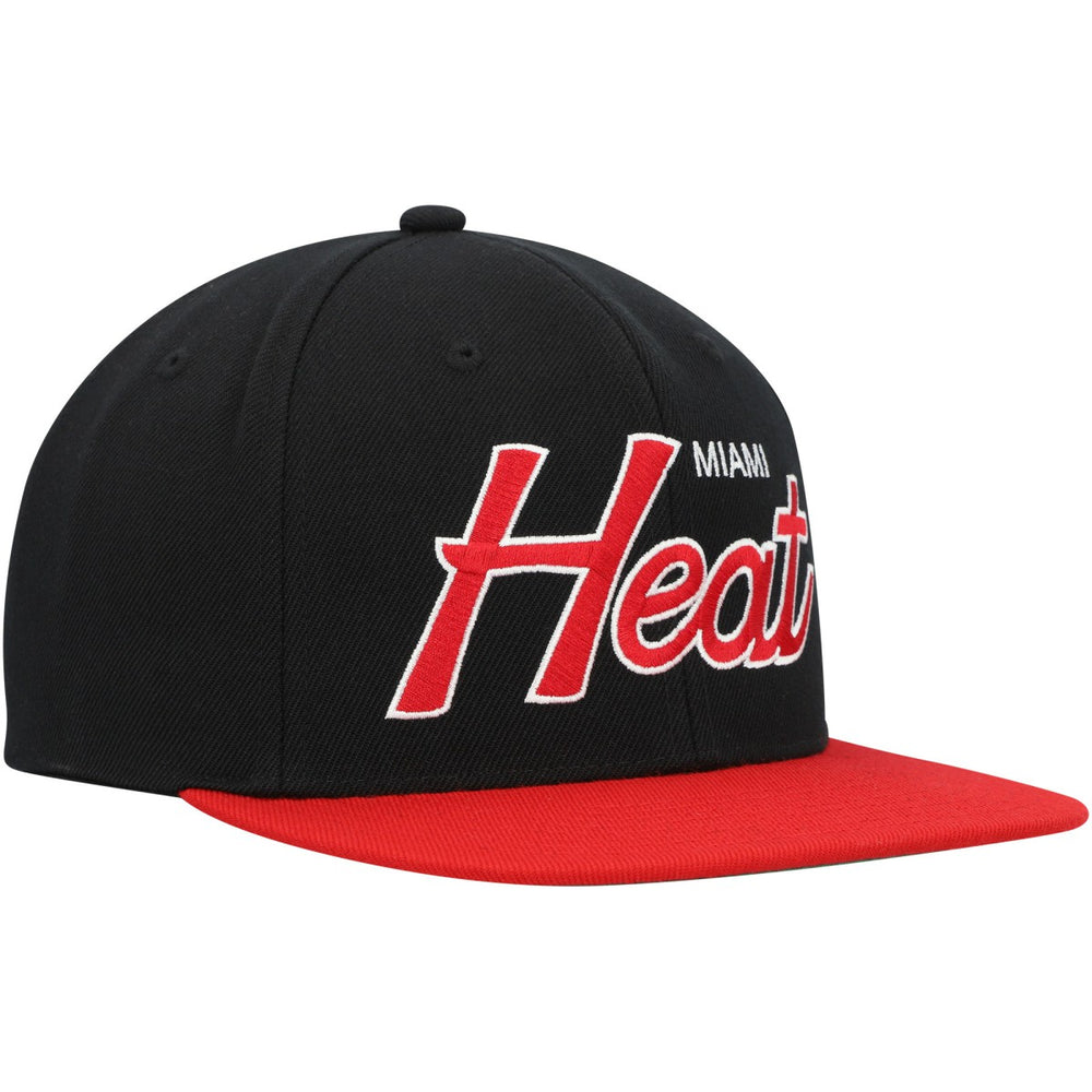 Miami Heat Hardwood Classics MVP Team Script 2.0 Snapback Hat Black | Mitchell & Ness outlet