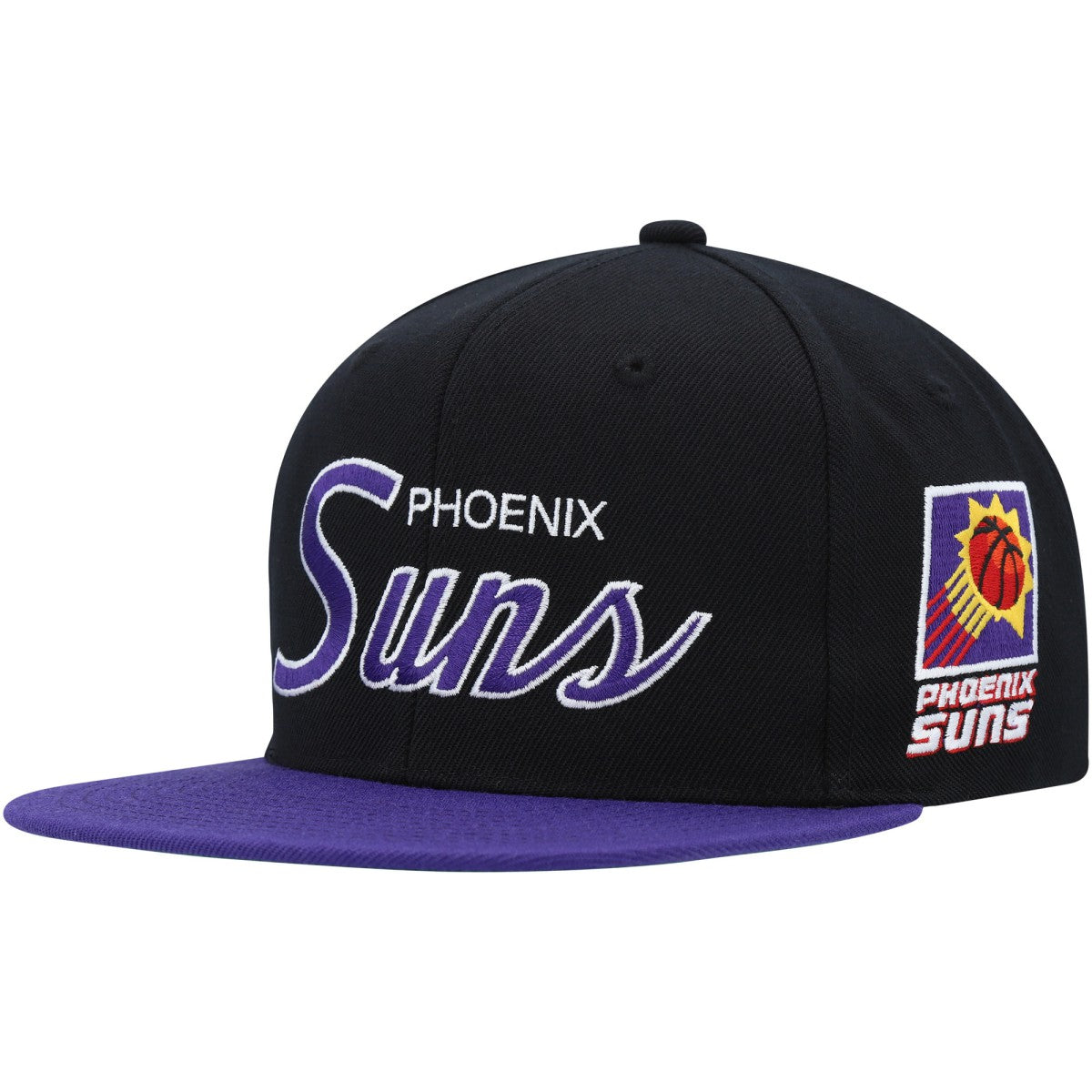 Phoenix Suns Hardwood Classics MVP Team Script 2.0 Snapback Hat Black | Mitchell & Ness