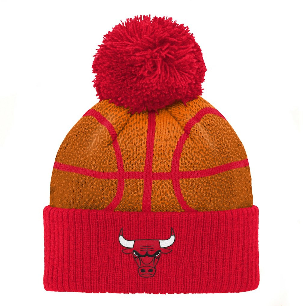 Chicago Bulls Preschool Basketball Head Cuffed Knit Hat with Pom Red