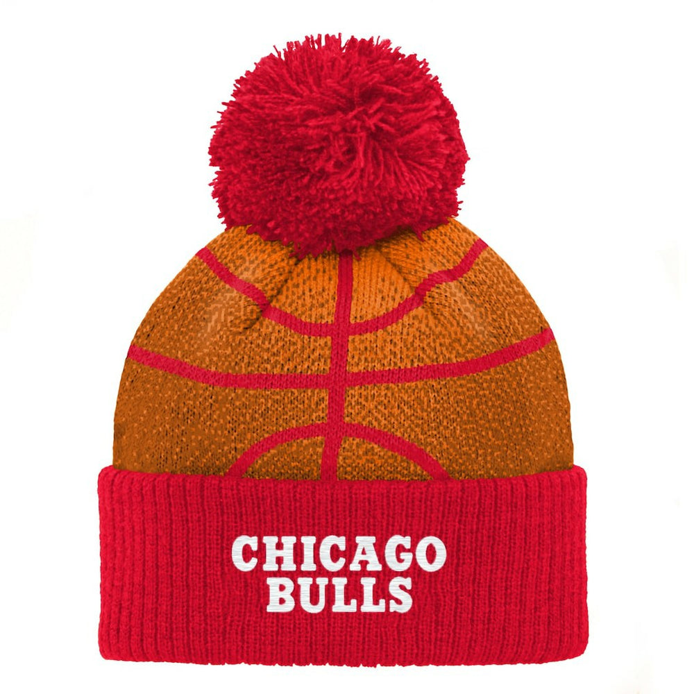 Chicago Bulls Preschool Basketball Head Cuffed Knit Hat with Pom Red