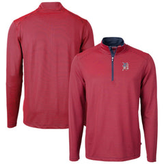 Detroit Tigers Cutter & Buck Americana Logo Virtue Eco Pique Stripe Recycled Quarter-Zip Pullover Top - Red - MLB Lifestyle